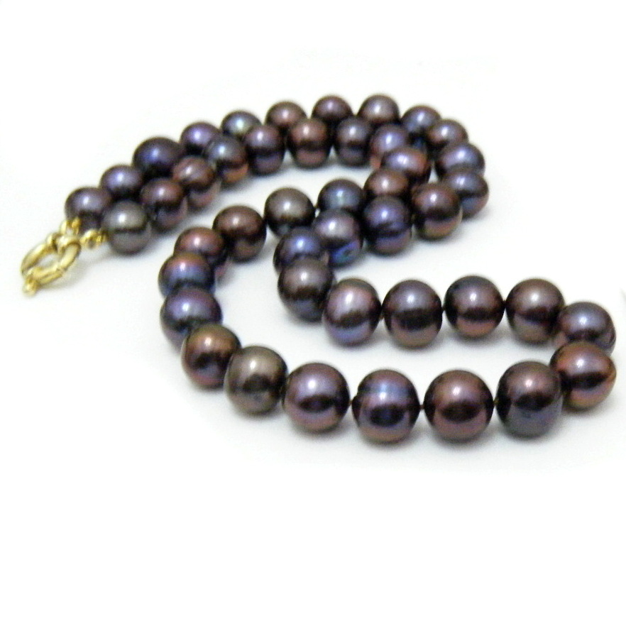 Black 9.7-10.7mm Pearls Necklace